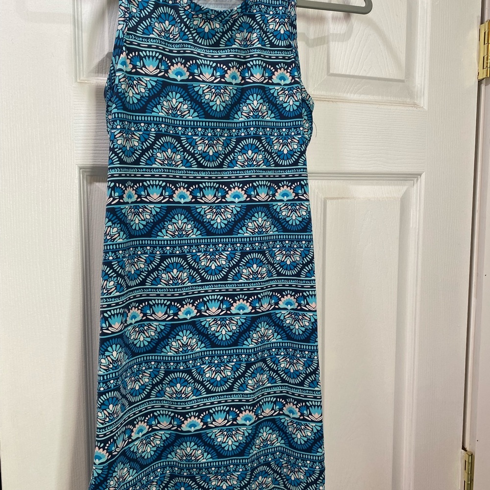 Garnet Hill Kids Teal and Pink Patterned dress
